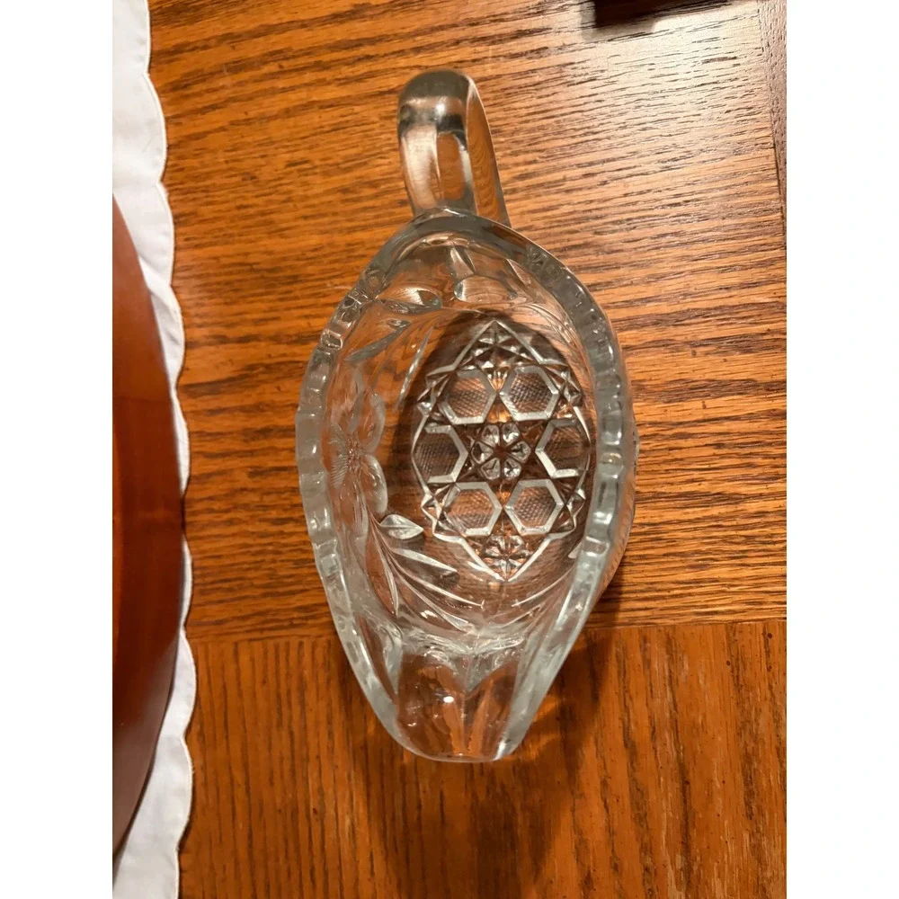 ABP  Floral Pressed Glass Creamer and Sugar Bowl Set